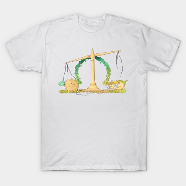 Libra Scales - Black Outline T-Shirt by Qur0w